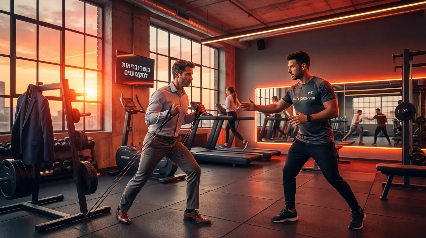 מאמן כושר אישי מדריך מקצוען עסוק באימון דינמי
